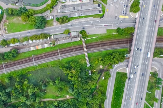 Top view of the highway. The road to the city.