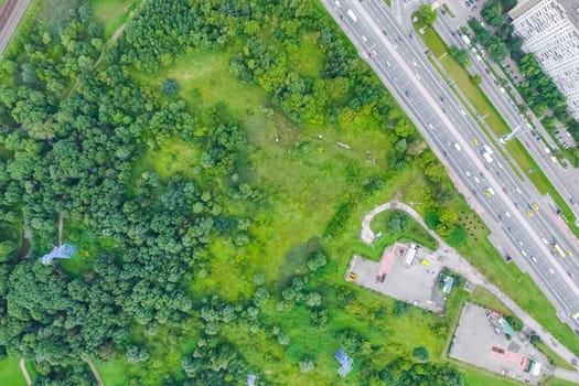 Suburban park and glade. Suburban landscape suburbs