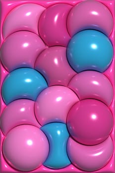 Background with circles, inflated shapes. 3d rendering illustration