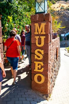Gran Canaria, Spain – Sep 17, 2018. The entrance to the caves in the Museo Etnografico Casas Cuevas in Artenara.