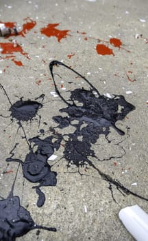 Detail of paint stains on a cement floor