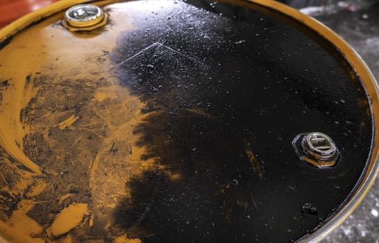 Detail of dirty and used oil, pollution and destruction of the environment