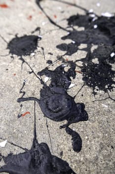 Detail of paint stains on a cement floor