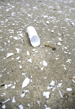 Broken glass on urban land, accident and disaster