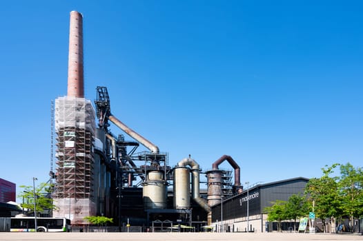 Le Fonds Belval Esch sur Alzette, center of the Luxembourg iron and steel industry, smelting works and blast furnace mixed with modern architecture, 10.06.2024