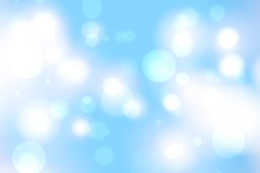 Abstract blurred fresh vivid spring summer light delicate pastel blue turquoise white bokeh background texture with bright circular soft color lights. Card concept. Beautiful backdrop illustration.