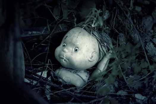 Detail of terrifying decoration for Halloween night, fear