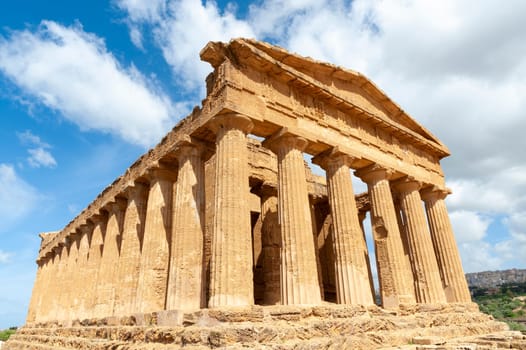 Agrigento, Sicily, Italy May 3 2024: The Temple of Concordia in the Valley of the Temples in Agrigento, Sicily, Italy