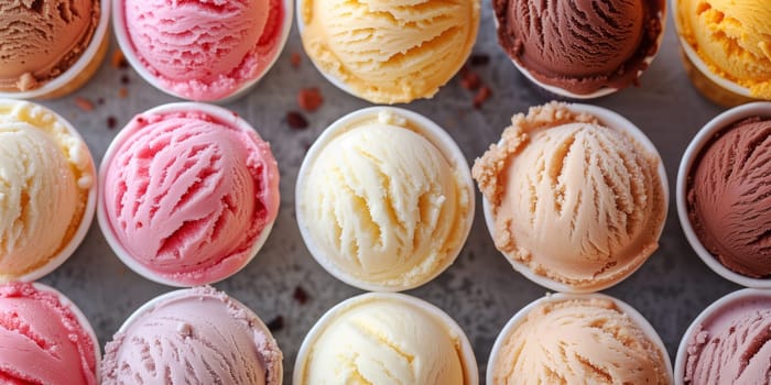 Ice cream variety made with fresh fruit, dessert and sweet food in the summer, frozen yogurt balls