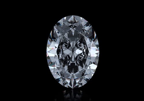 Dazzling diamond with reflection on black background