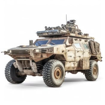 Armoured combat support vehicle isolated on white AI generated image