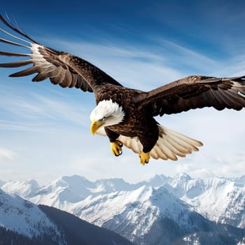 Bald Eagle in flight against the background of mountains - 3d rendering - AI Generated