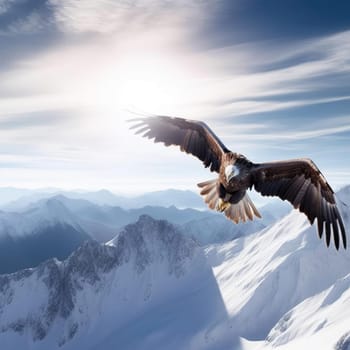 Eagle in flight against the background of mountains - 3d rendering - AI Generated