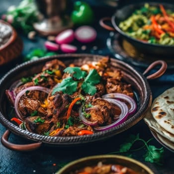 Traditional mexican beef tikka served in a rustic bowl - AI Generated