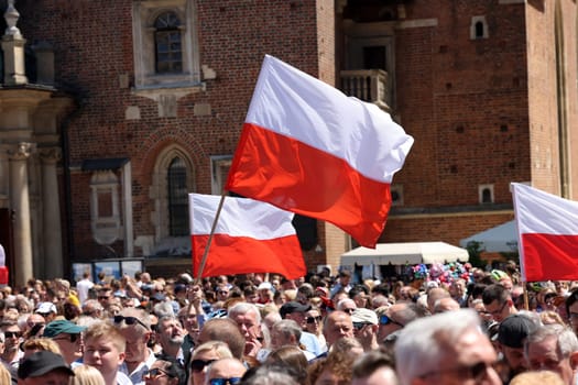 Cracow, Poland - June 4, 2023: March of freedom, march in defense of democracy, Krakow supports the great march in Warsaw.