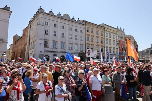 Cracow, Poland - June 4, 2023: March of freedom, march in defense of democracy, Krakow supports the great march in Warsaw.