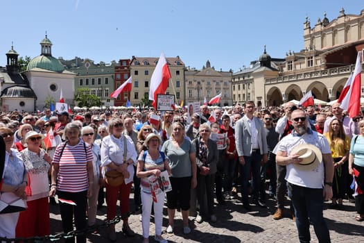 Cracow, Poland - June 4, 2023: March of freedom, march in defense of democracy, Krakow supports the great march in Warsaw.
