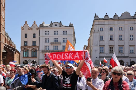 Cracow, Poland - June 4, 2023: March of freedom, march in defense of democracy, Krakow supports the great march in Warsaw.