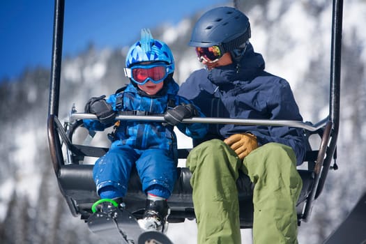 Father and Son sking in Arapahoe Basin, Keystone,Colorado.