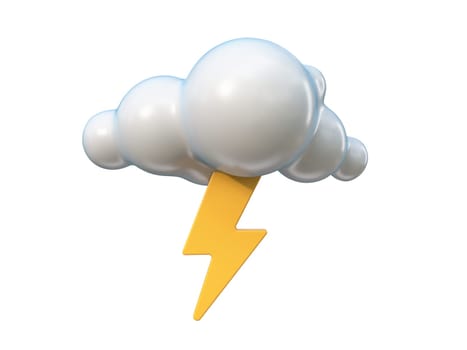 Weather icon Cloud with lightning 3D rendering illustration isolated on white background