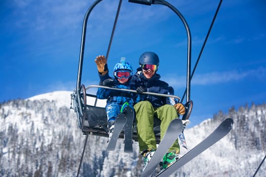 Father and Son sking in Arapahoe Basin, Keystone,Colorado.