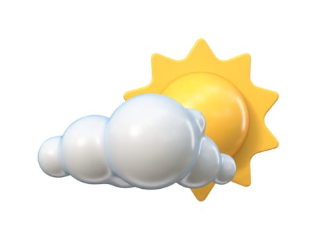 Weather icon Partly cloudy 3D rendering illustration isolated on white background