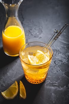 Ginger and lemon refreshing lemonade or cocktail, immunotherapy drink