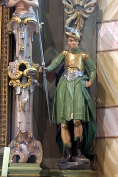 Statue of Saint on altar of Saint Roch in the Parish Church of Exaltation of the Holy Cross in Kriz, Croatia