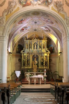 High altar in the Parish Church of Exaltation of the Holy Cross in Kriz, Croatia