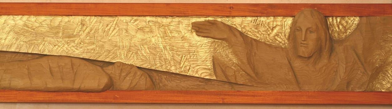 14th Stations of the Cross, Jesus is laid in the tomb and covered in incense, chapel in the Convent of the Franciscan Sisters of the Immaculate Conception in Zagreb, Croatia
