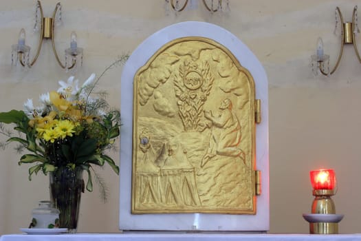 Tabernacle on the main altar in the Parish church of St. Catherine of Alexandria in Komarevo, Croatia