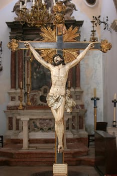 Jesus on the cross, St. Michael's Church in Korcula, Korcula island, Croatia