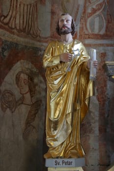 Saint Peter, statue on the high altar of Saint Valentine in the church of St. Brice of Tours in Kalnik, Croatia