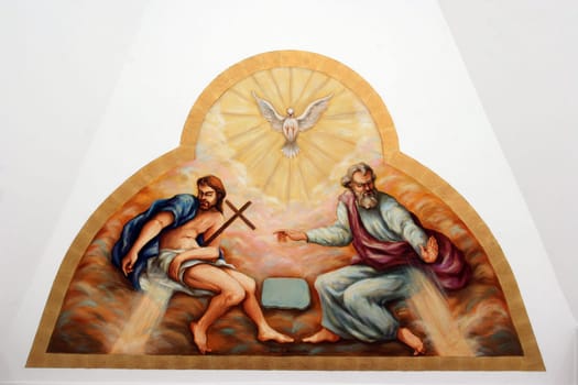 Holy Trinity, painting on the high altar in the parish Church of the Blessed Virgin Mary Help of Christians in Ivanec Bistranski, Croatia