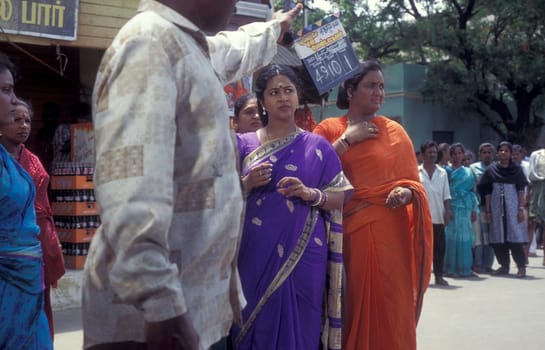 Indian actors at the Film Studios of Bollywood in the city of Chennai in Province Tamil Nadu in India.  India, Chennai, April, 1998