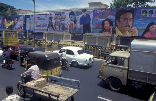 Indian Film Posters and advertising from the Film Studios of Bollywood in the city of Chennai in Province Tamil Nadu in India.  India, Chennai, April, 1998
