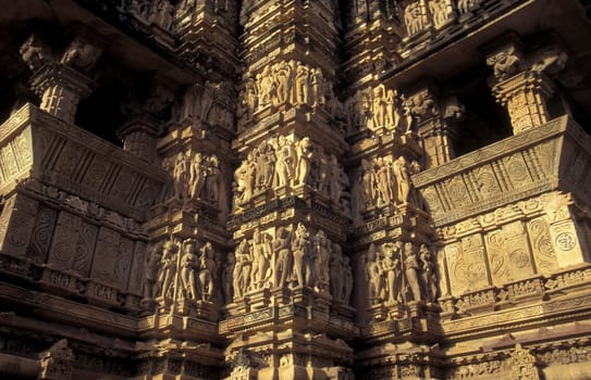 The Hindu Temple of Kandarija Mahadeva Temple in the city of Khajurao in Province Madhya Pradesh in India.  India, Khajurao, April, 1998