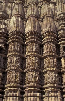 The Hindu Temple of Kandarija Mahadeva Temple in the city of Khajurao in Province Madhya Pradesh in India.  India, Khajurao, April, 1998
