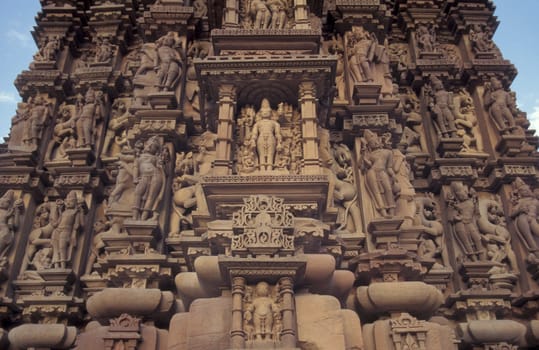 The Hindu Temple of Kandarija Mahadeva Temple in the city of Khajurao in Province Madhya Pradesh in India.  India, Khajurao, April, 1998