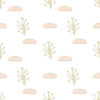 Childrens cute fashion pattern. Childish nursery seaweed seamless background. Marine life elements pattern. Nursery design. Pastel colors. Ocean plants background, seaweed print.