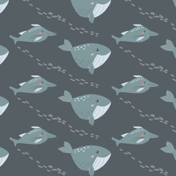 Childrens sea animals pattern, childish ocean marine life seamless background. Nursery baby animals print. Underwater inhabitants collection background for kids textile, clothes, wallpapers.