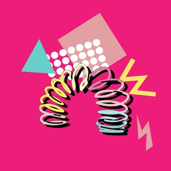 90s music background. Retro disco banner with y2k or 00s elements. Game or music equipment, laptop from 90s. Bright banner for social network.