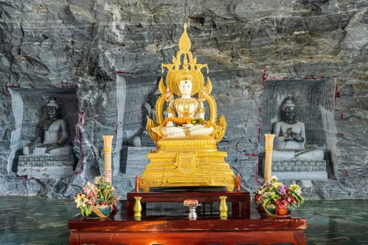 One landmark of Wat Khao Tham Thiam in province Suphanburi, Thailand. A place everyone in every religion can visit.