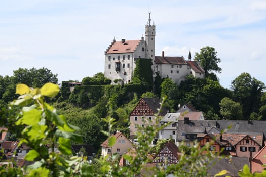 The hilltop castle Burg Gößweinstein in the Franconian Switzerland in Middle Franconia,Franconia,Bavaria,Germany,Europe,in the district of Forchheim was built before 107. It is a popular tourist destination Goessweinstein
