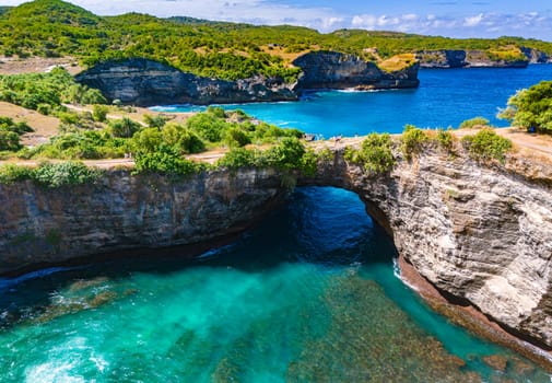 Airview of Broken Beach on Nusa Penida Island, Indonesia