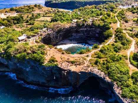 Airview of Broken Beach on Nusa Penida Island, Indonesia