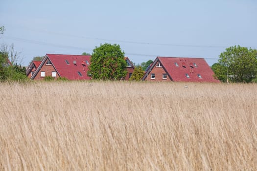 Brick residential building on the River Este, Buxtehude, Lower Saxony, Germany