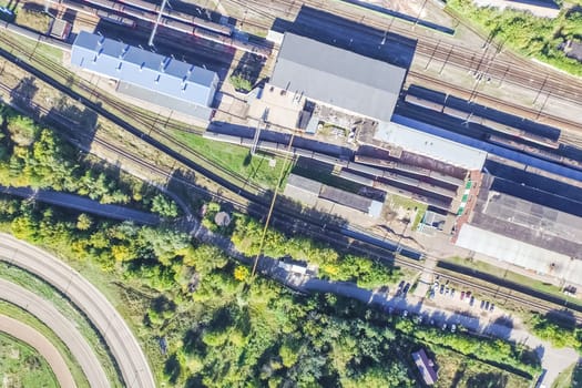 Top view of the city of Moscow, buildings and roads and other infrastructure of the city. Cityscape view from above.