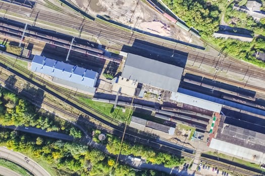 Top view of the city of Moscow, buildings and roads and other infrastructure of the city. Cityscape view from above.