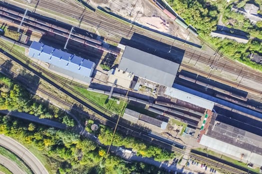 Top view of the city of Moscow, buildings and roads and other infrastructure of the city. Cityscape view from above.